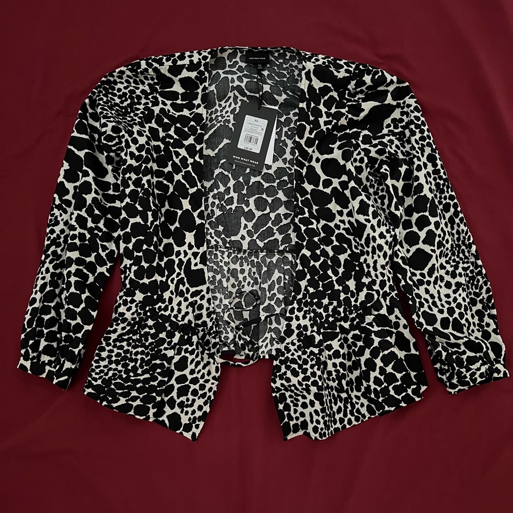 Black and White Animal Print Button Up Shirt